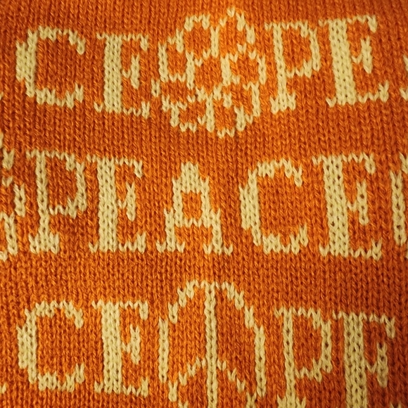 PEACE Scarf UO Ellie Knit Blanket Scarf Yellow Orange Flowers - Picture 4 of 6